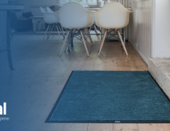 Initial floor mat pictured with initial logo on screen