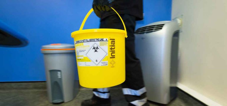 yellow sharp disposal bin