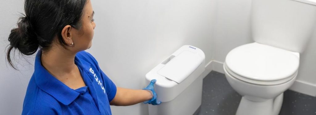 Image showing Initial washroom technician with signature inclusive sanitary bin
