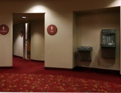 Commercial mats infront and inside restrooms